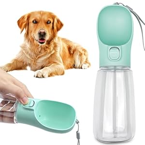 Newaner Hondenwaterfles, lekvrije draagbare waterdispenser voor puppy’s met drinkautomaat voor huisdieren, katten, voor buiten, wandelen, reizen, van voedselveilig kunststof (550 ml, groen)