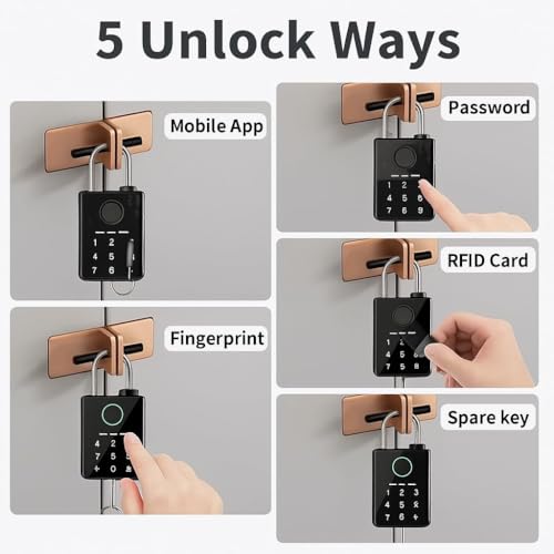 Image of CBK Lock Fingerprint & Password Padlock | 6-Way Unlock | Lock for Gym, Office, Home, Luggage, Gate - Waterproof & Long Battery Life (1 Year Warranty)