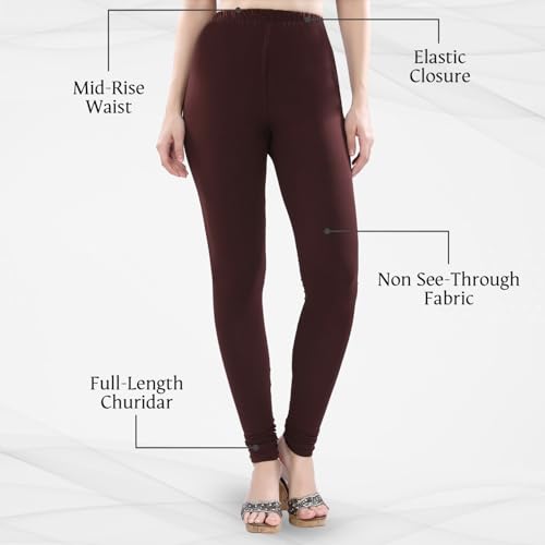 Image of TRASA Ultra Soft Cotton 4 Way Stretchable Churidar Solid Regular and Plus 20 Colours Leggings for Womens and Girls -Sizes :-M, L, XL, 2XL, 3XL, 4XL, 5XL, 6XL
