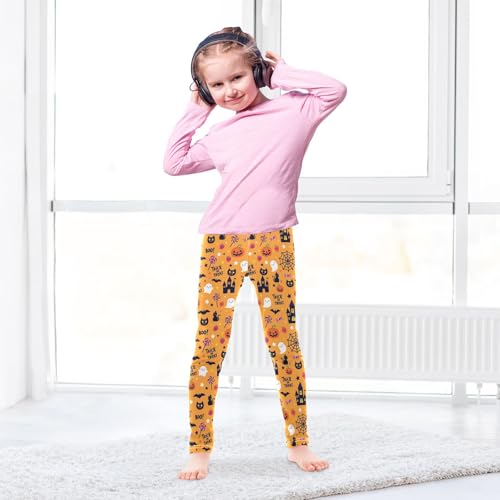 senya Girls Printed Leggings Yoga Pants Castle Cat Ghost Pumpkin Pattern for Kids in 4t to 10 Years, 4T4
