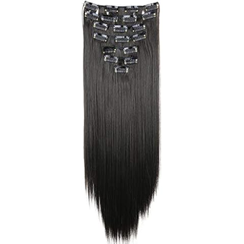 CAISHA by PRETTYSHOP XXL 60cm 8 Teile Set CLIP IN EXTENSIONS Haarverlängerung Haarteil Voluminös Glatt Schokobraun CES21 Cover
