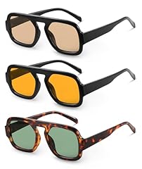 (3 Pack) Black/Yellow+tortoise/Green+black/Light Brown