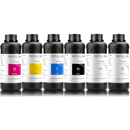 DTF Ink 500ml 6-Bottle Set Suitable for DTF Printing Compatible with UV Sticker Printers Including XP600 TX800 i3200 i1600 L805 1390 DX5 DX6 DX7 DX10 and Other Models