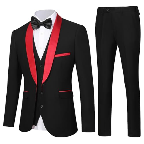 Men 3 Pieces Suit Elegant Solid One Button Slim Fit Single Party Blazer Vest Pants Set