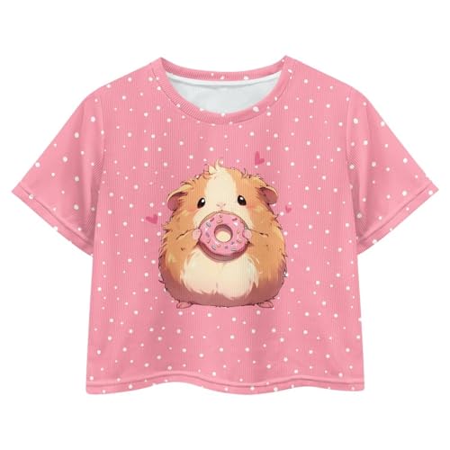 Image of Girls Crop Tees Crew Neck Casual Short Sleeve T Shirts Kids Loose Soft Comfortable Tees Blouses Shirt for Little Girl