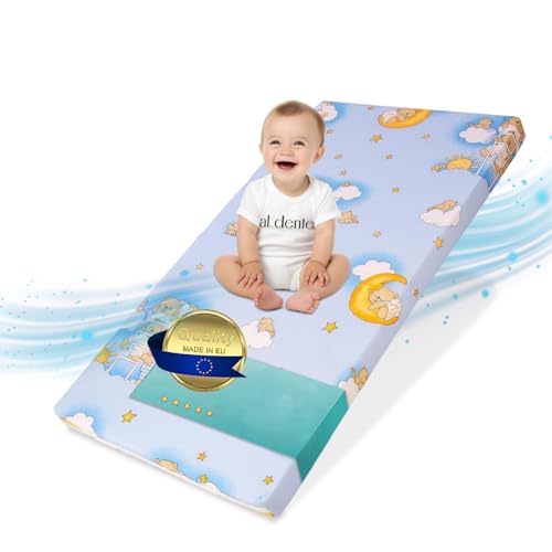 Best For Kids - Kindermatratze | klappbare Kindermatratze | | Kinder Rollmatratze | Reisebett-Schaumstoffmatratze | Kinderbettmatratze mit Mikrofaserbezug (Blau)
