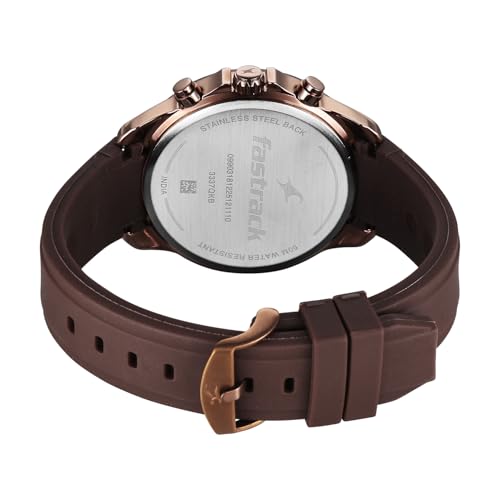 Image of Fastrack Wild Chameleons Back Inspired Bezel with Hue Brown Dial Brown Silicon Strap Watch for Men - 3337KP02