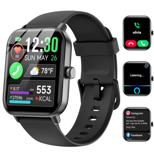 Image of Quican Smart Watches for Women /Men, 2 Bands, Compatible for Android iPhone | 1.8 inch Fitness Tracker Watches, Alexa Built-in, Waterproof /Bluetooth Calling, Heart Rate /Sleep Monitor, Perfect Smart Gift