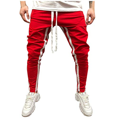 Geilisungren Track Pant Pantalones Deportivos para Hombre Jogger de Moda para Hombres, Pantalones Deportivos Deportivos Sueltos Ocasionales Sueltos Sweatpant Sweatpant Gym(Rojo,XL)