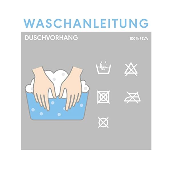 Sealskin Clear Duschvorhang, Badezimmervorhang aus PEVA, PVC-frei, wasserdicht, Vorhang für Badewanne und Dusche, Farbe: Transparent, B x H: 180 x 200 cm – Bild 5