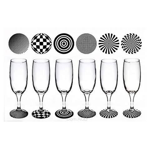 EMH Champagne Glasses Set Of 6 With Black & White Optical Illusion Base 150 ml