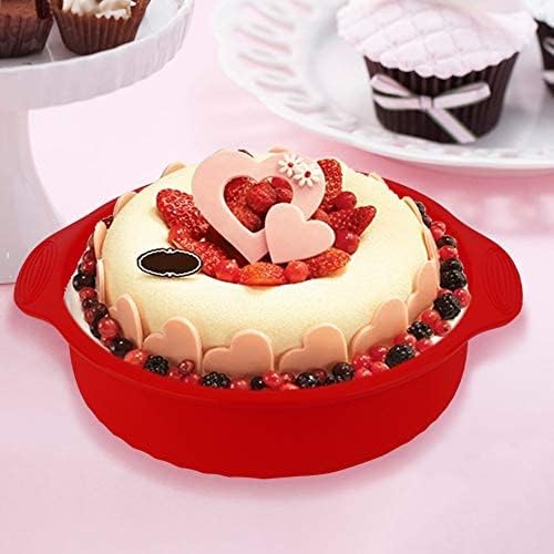 Miniatura 3 de Molde de la torta antiadherente forma redonda 11inch Cake Baking Pan Silicona resistente al calor para la torta de la capa (rojo)