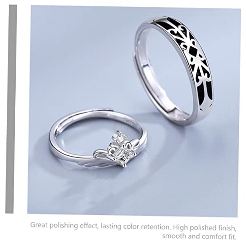 1Pair Couple Rings Adjustable Open Ring for Him and Her Finger Jewelry Stylish Wedding Promise Rings Delicate Occasions2