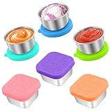 Qukaka 6 PCS Salad Dressing Container to Go,Handy Leakproof Stainless Steel Meal Prep Containers Reusable,Sauce Containers for Lunch Box, Picnics, Travel, Office and Kitchen Storage-1.6oz+2.7oz