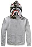 MINIDORA Men's Camo Hoodie Funny Full Zip Hip-Hop Sweatshirts Jacket Casual Coat Gray-1 Large