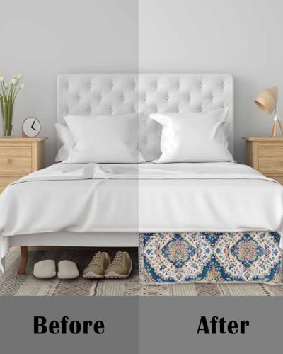 Shine-Home BED SKIRT KING SIZE 18 INCH DROP Navy Blue Boho Wrap Around Bed Skirts thumb #6