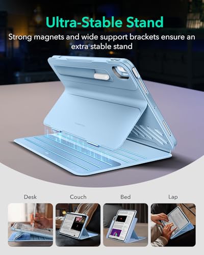 Image of ESR for iPad Air 11 Inch Case M4 /M3 /M2 (2026 /2025 /2024), iPad Air 5th /4th Gen Case (2022 /2020) 10.9 Inch, Removable Magnetic Cover, Adjustable Portrait /Landscape Stand, 9 Standing Angles, Light Blue