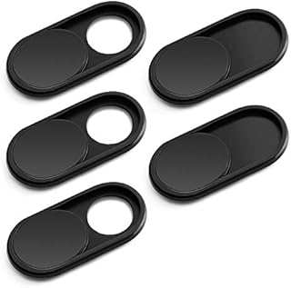 CloudValley Webcam Cover, 5 Pack 0.6mm-Thin Metal Web Camera Cover Sticker for MacBook Pro, Laptop, Mac, PC, iPad Pro, iPhone, Privacy Slide Cover [Black] 