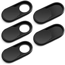 CloudValley Webcam Cover Slide, [5 Pack] 0.6mm-Thin Metal Web Camera Cover Sticker for MacBook Pro, MacBook Air, Laptop, iMac, PC, Surfcase, iPhone 8/7/6 Plus, Privacy Cover, Black-5 pcs