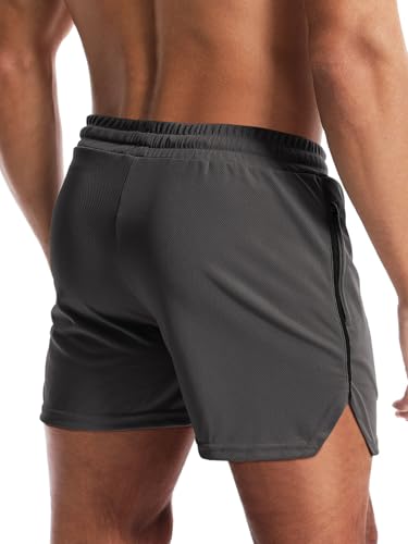 Aolesy Mens Workout Shorts with Zip Pocket 5" Lightweight Gym Running Shorts Linerless Bodybuilding Athletic Shorts3
