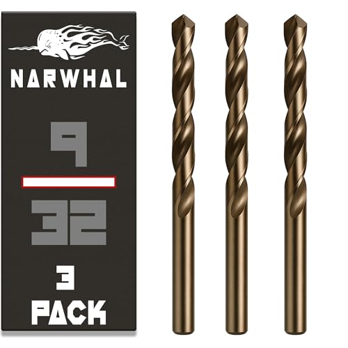 Narwhal 9/32 Drill Bits for Metal (M35 Cobalt - Industrial Strength) 4-1/4 Length & 135 Degree Split Point for Drilling Into Metal Hardened & Stainless Steel Cast Iron & More!