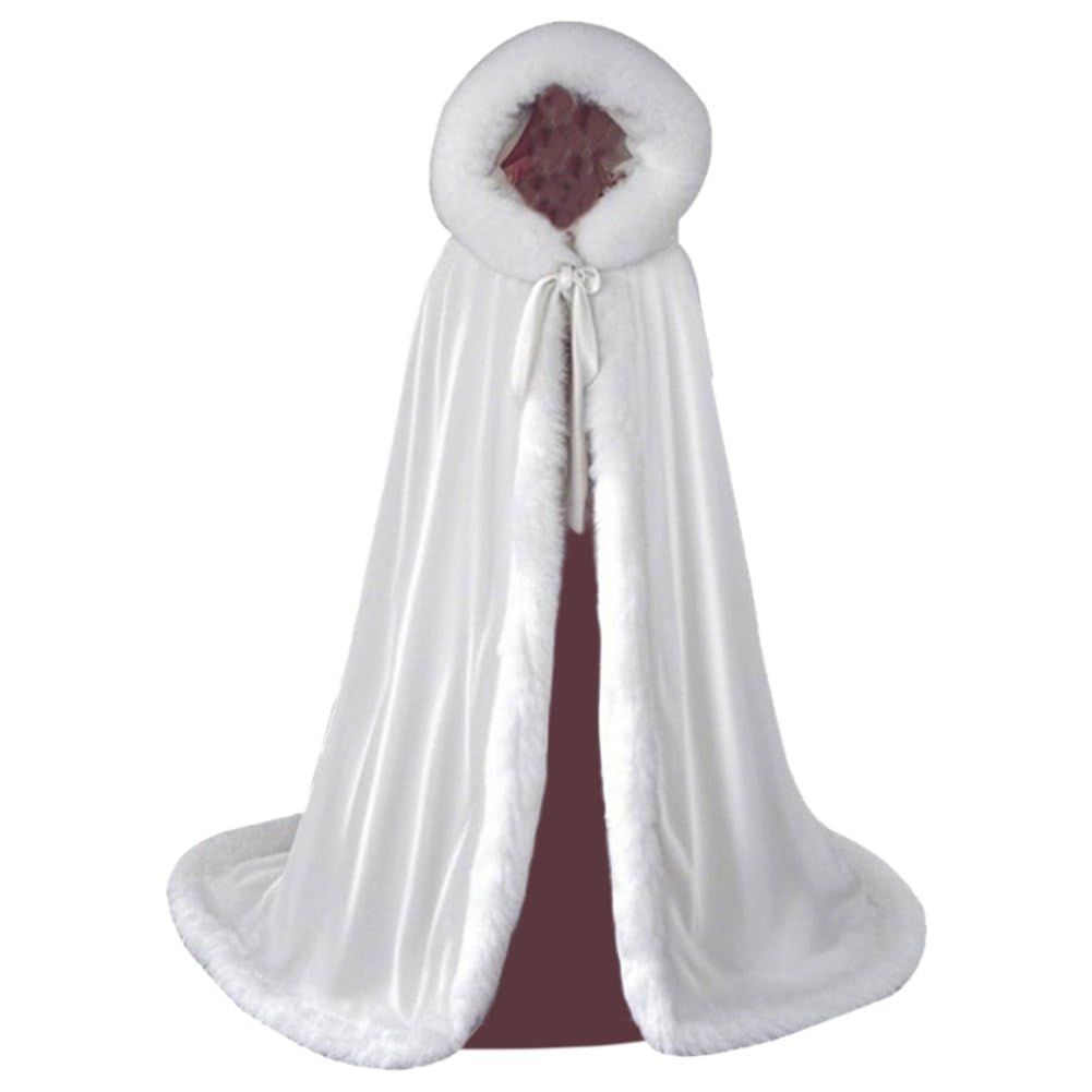 Cape Hanfu Traditionnelle d'automne d'hiver pour Femme, Style Chinois, avec Col en Fourrure Blanche. Idéale pour Le Carnaval Les Fêtes Costumées.