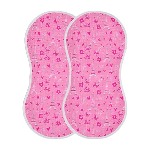Butterfly Flower Hearts Baby Burp Cloths Absorbent Cotton Burp Cloths Rags Burping Clothes for Babies Burp Cloth Baby Bibs Washcloths for 22x11IN Newborn Baby Essentials,2 Pack