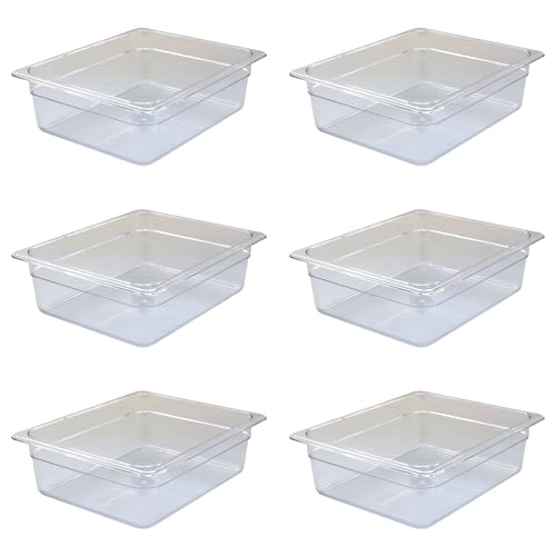 AcMax Gastronorm - Lote de 6 recipientes de policarbonato GN 1/2 para gastronorm (6,5 L, 100 mm)