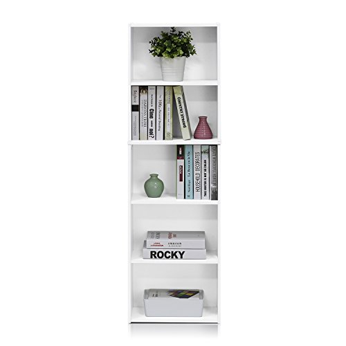 Furinno Luder Bookcase / Book / Storage , 5-Tier, White #TOP5