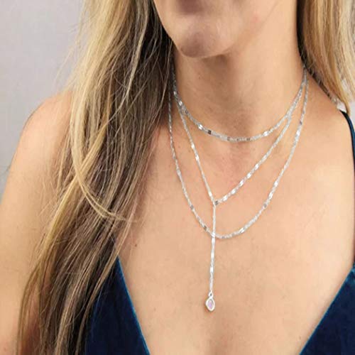 Preisvergleich Produktbild Jovono Multilayered Chokerhalsketten Kristall Anhänger Halskette Kette Schmuck für Frauen und Mädchen (silber)