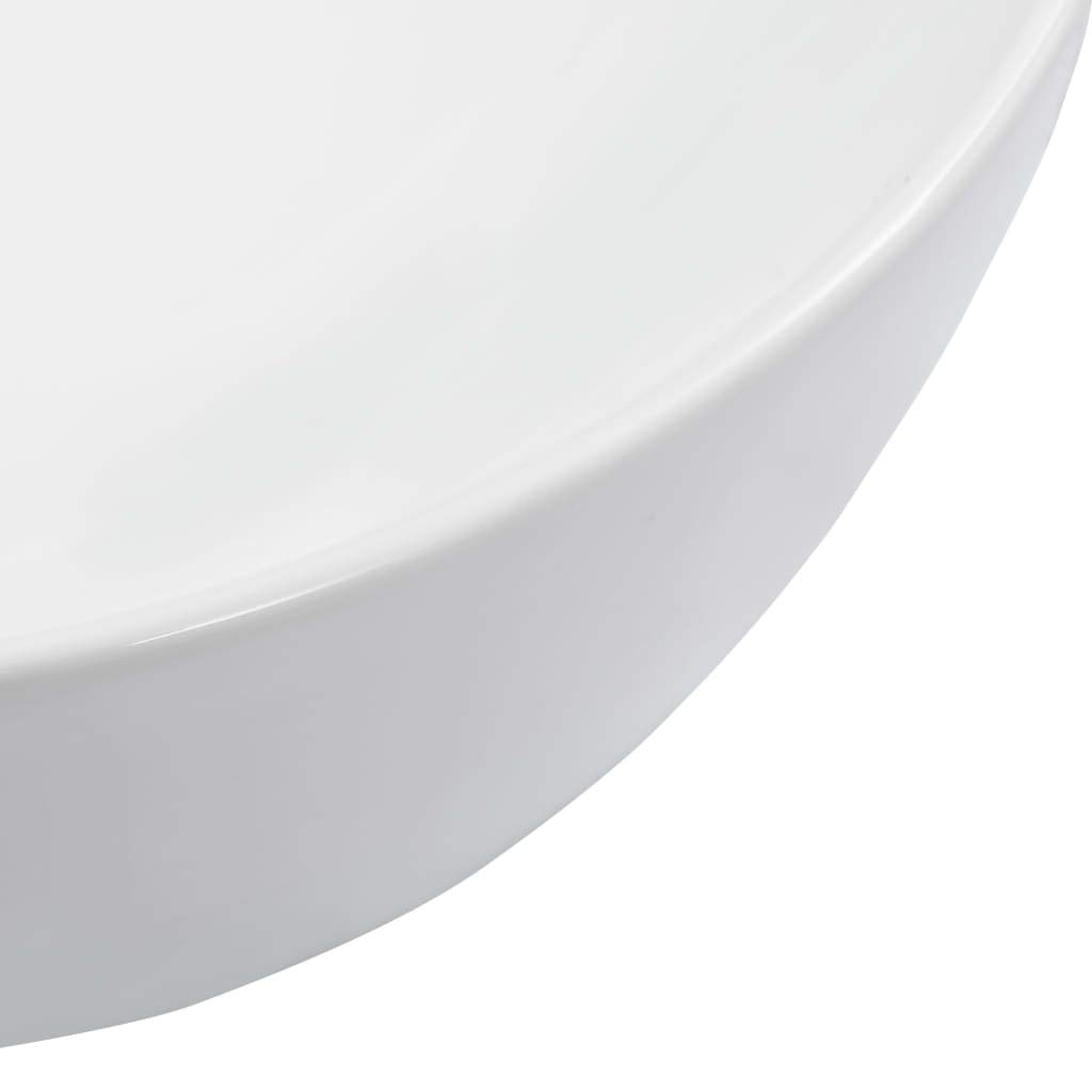 Lavabo in ceramica bianca, 42,5 x 42,5 x 14,5 cm, lavabo da appoggio per bagno degli ospiti, WC per ristrutturazione e ristrutturazione con design moderno e facile pulizia