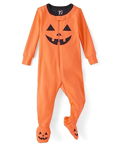 The Children's Place Baby Toddler, Halloween Pajamas, Cotton, Pumpkin One Piece, 18-24 Months
