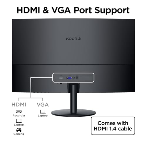 undefined KOORUI 27 Inch Curved Monitor FHD 1080P 75Hz Computer Monitors, 1500R PC Screen with HDMI VGA, TÜV Rheinland Certified, Tilt Adjustable,1500R, Eye Care, Black, 27N5CA の商品画像 4