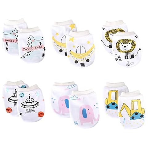 BEISIJIA 6 Pairs of Baby Cotton Anti-Scratch Mittens Newborn Infant Toddler No Scratch Gloves Mitts for 0-8 Months Baby Boys Girls Cover