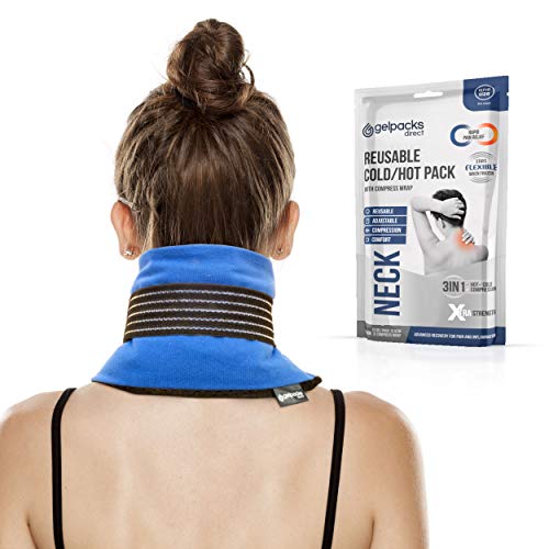 GelpacksDirect Bolsa de gel para aplicar frío y calor - Con banda de compresión y elástico para el cuello