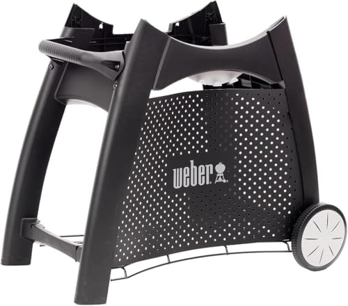 Weber Chariot Q / Chariot robuste avec roues pour barbecues à gaz série Q 2000, crochets porte-ustensiles intégrés, poignée latérale, rangement accessoires, 75,5 x 91 x 58 cm