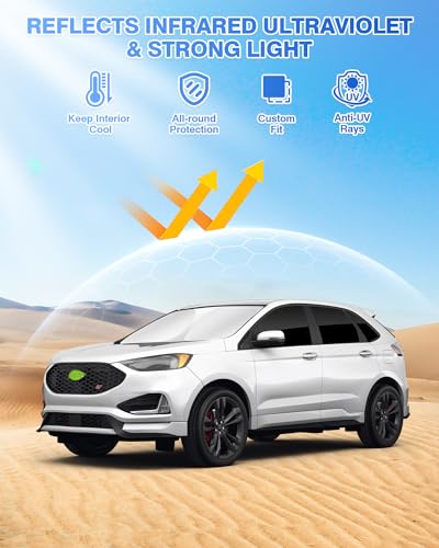 Image of Canvcle Sunshades for Ford Edge 2015-2024 Accessories Windshield Sun Shade Side Rear Window Shade Cover Sun Visor Shield Privacy Protection Keep Vehicle Cool Black 8PCS