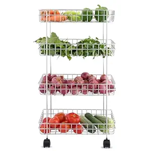 Stainless Steel Kitchen Trolley 4 Layer by schmieden|Vegetable Storage Unit| Kitchen Storage|Movable Storage