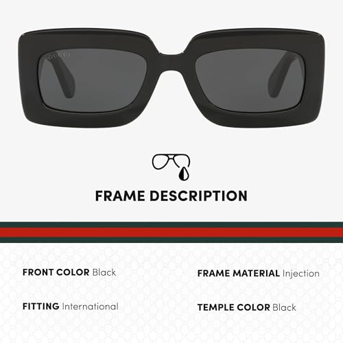 Gucci GG0811S Black Grey Rectangle Women's Sunglasses + Bundle with eSHADES Eyewear Kit2