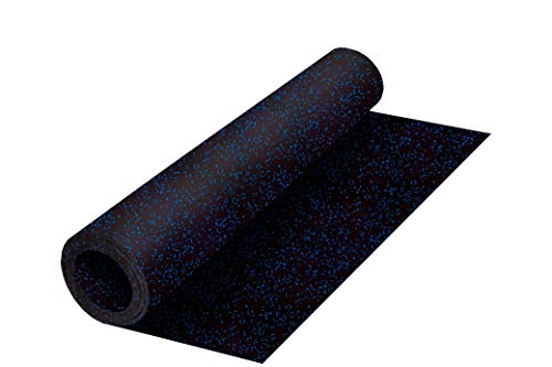 Cheapest 🛒 Genaflex Rubber Gym Floor Mat - 8mm Thick - 4' X 20' Heavy Duty Commercial Protective Gym Flooring Roll -15% Light Blue