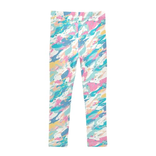 KLL Camouflage Pattern Trendy Style Little Girls Basic Leggings Soft Full Length Pants Running2