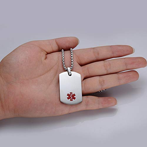 20 to 28 Inches Men's Medical Alert ID Necklace Dog Tags Free Engraving Stainless Steel Chain - Image 6