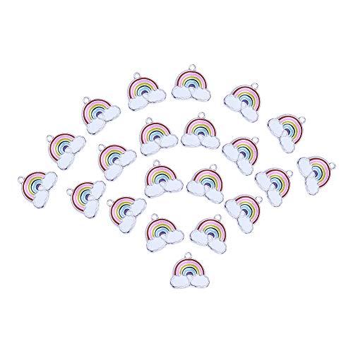 Airssory 100 Pcs Alloy Enamel Pendants Rainbow Clouds Metal Charms in Bulk for Jewelry Bracelet Necklace Earring Making DIY Findings - 17.5x19mm