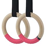 Sunnyglade 2Pcs Wood Gymnastics Rings with 16FT Long Adjustable Straps & 4Pcs Non-Slip Hand Tapes...