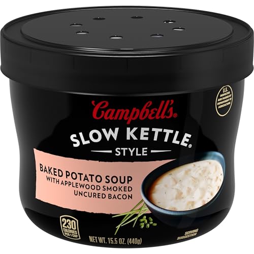 Campbell's Slow Kettle Style Baked Potato Soup with Applewood Smoked Uncured Bacon, 15.5 oz Microwavable Bowl