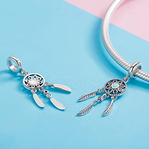 Image of BISAER Hamsa Hand Charm - Sterling Silver, Blue Gemstones Evil Eye, Fits Bangle, Bracelet, Necklace