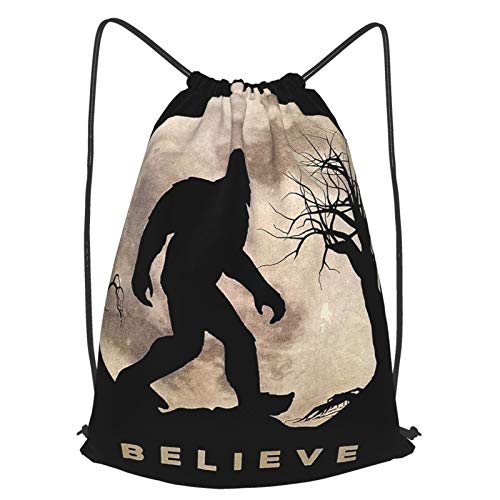 Drawstring Backpack Funny Bigfoot Sasquatch Full Moon String Bag Travel Beach Dance Sport Gym Sackpack for Women Men