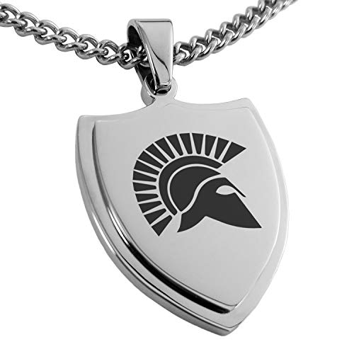 Stainless Steel Greek Gods Shield Pendant Necklace