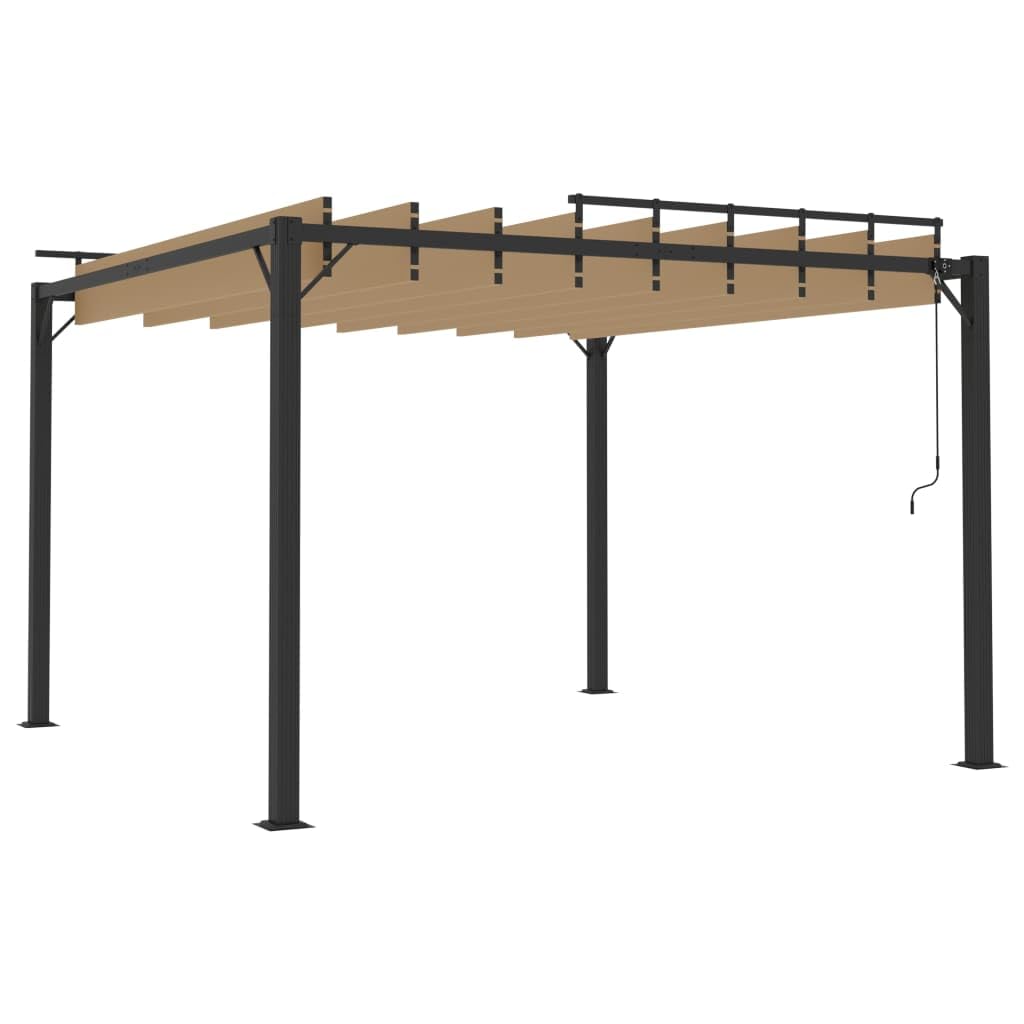Pergola z dachem lamelowym, 3 x 3 m, kolor taupe i aluminium, pawilon ogrodowy, taras, regulowany, odporny na działanie wody, rama aluminiowa, wytrzymała, trwała, do użytku na zewnątrz