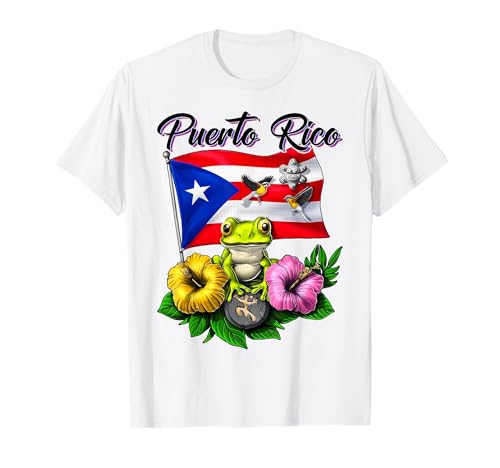 Funny Boricua Coqui Frog Taino Puerto Rico Puerto Rican Flag T-Shirt